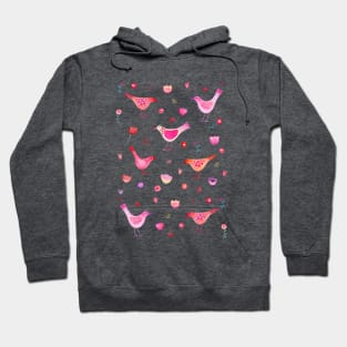 Birds and Flowers Watercolor Art Hoodie